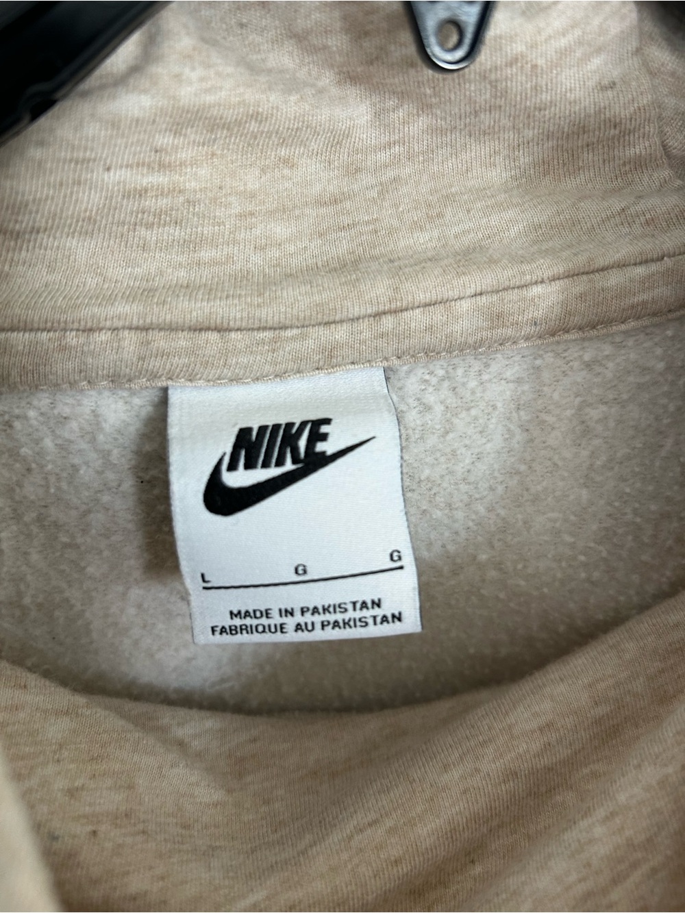 NWOT Nike Women’s Beige Funnel Neck Pullover Fleece Hoodie Size L - Picture 2 of 3